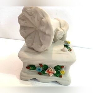 Albert E. Price 1979 Ceramic Phonograph Music Box - Works -some cracks